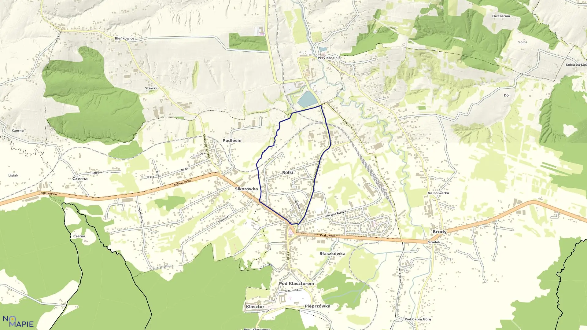 Mapa obrębu 3 w gminie Kalwaria Zebrzydowska