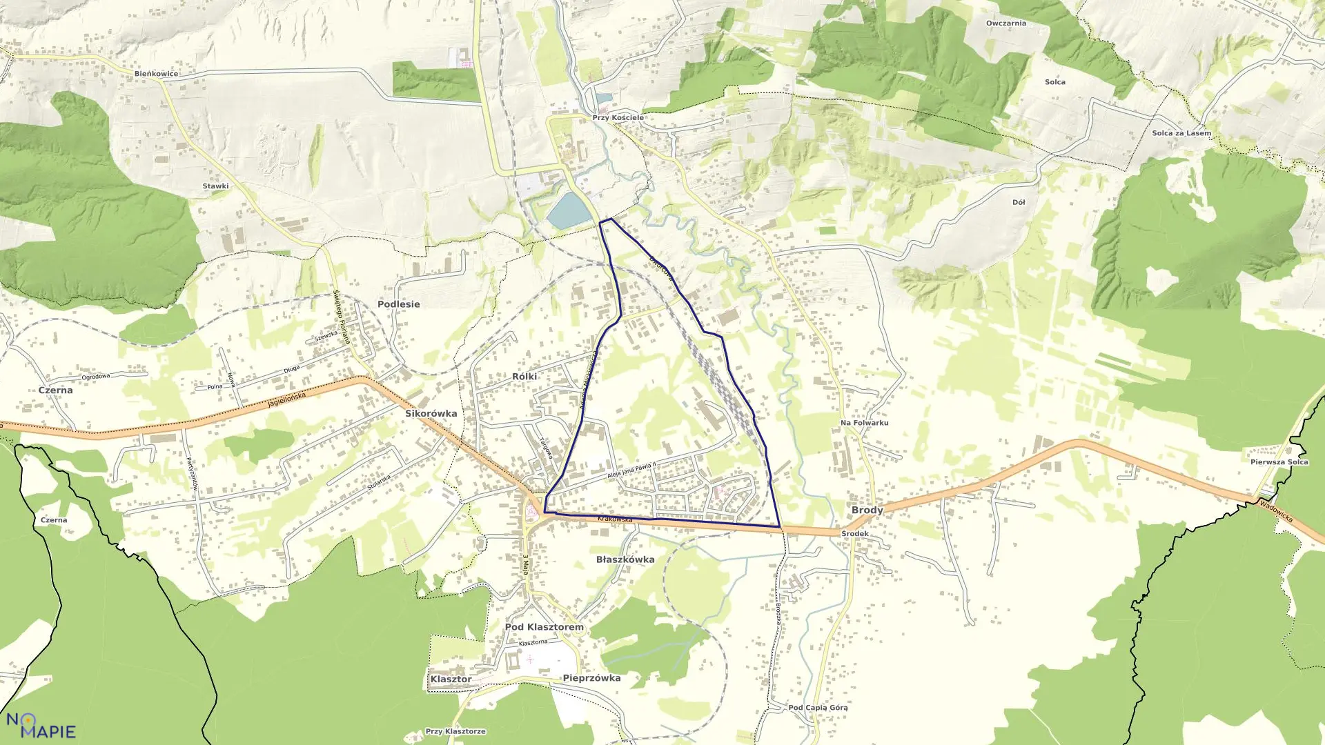Mapa obrębu 4 w gminie Kalwaria Zebrzydowska