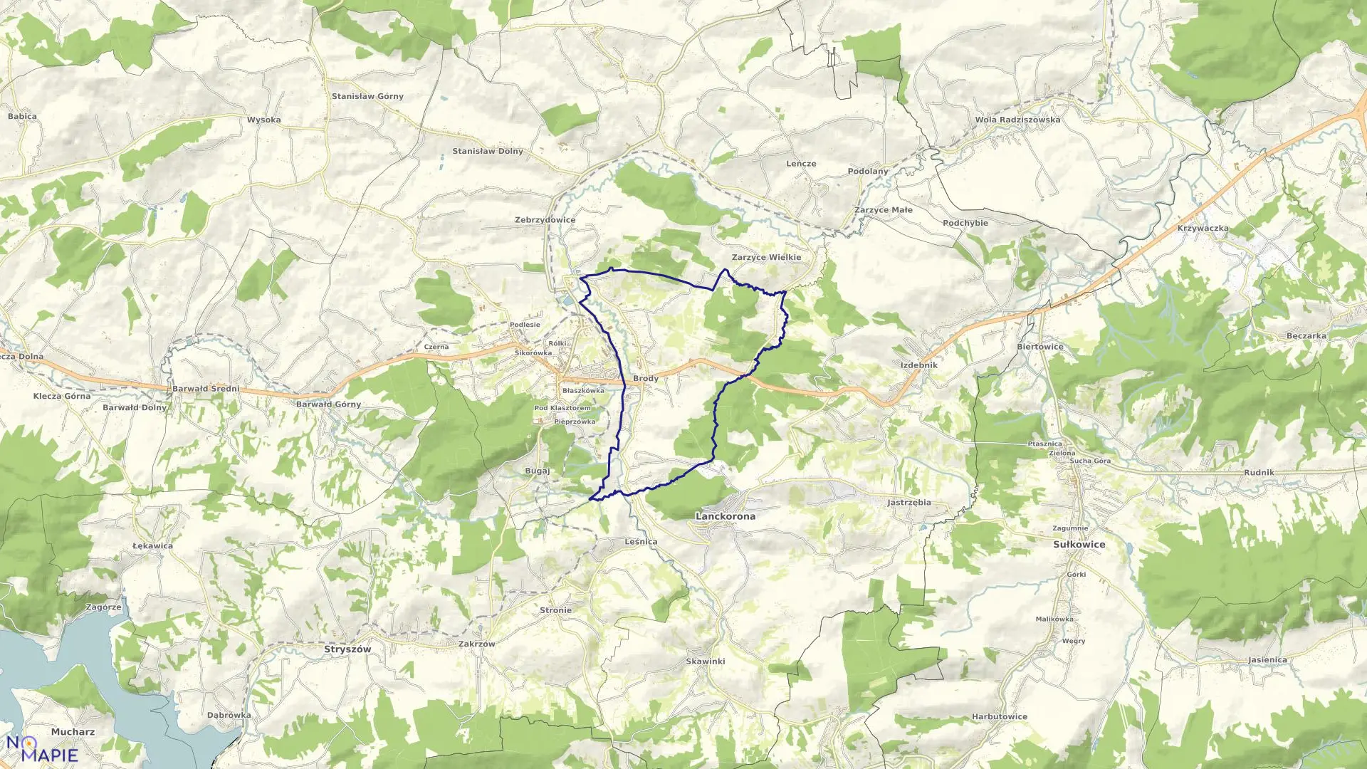Mapa obrębu BRODY w gminie Kalwaria Zebrzydowska