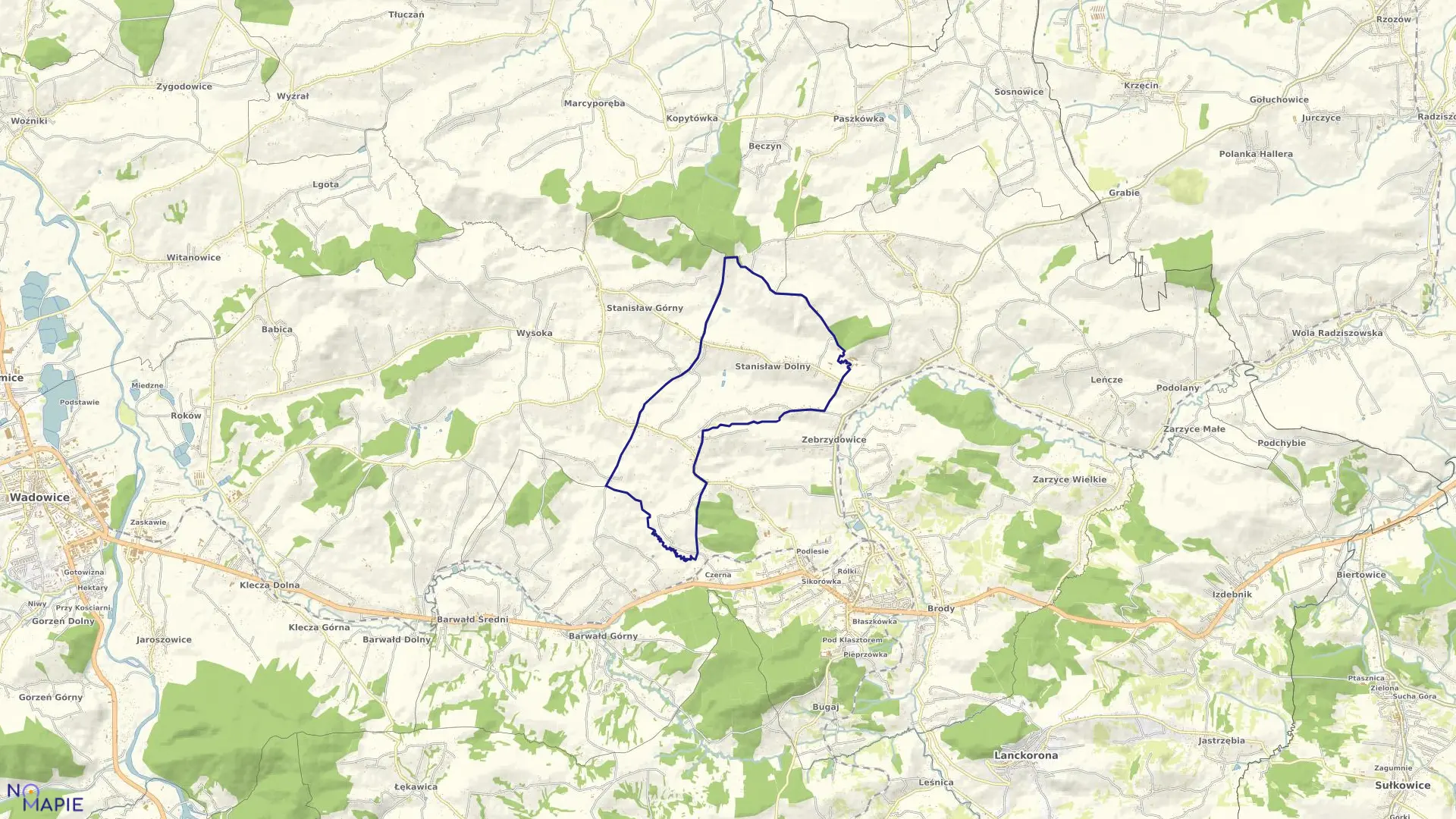 Mapa obrębu STANISŁAW DOLNY w gminie Kalwaria Zebrzydowska