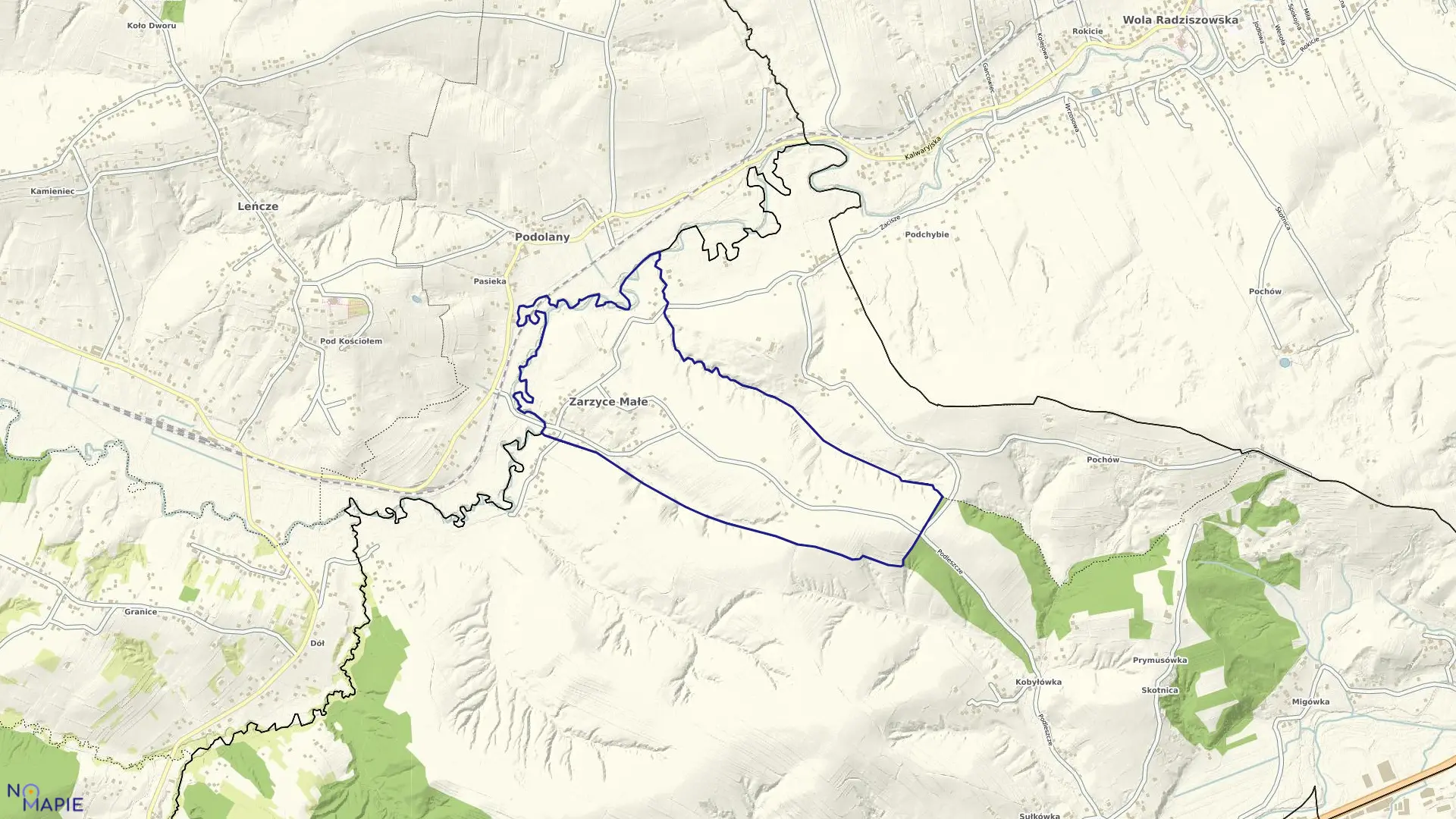 Mapa obrębu ZARZYCE MAŁE w gminie Kalwaria Zebrzydowska